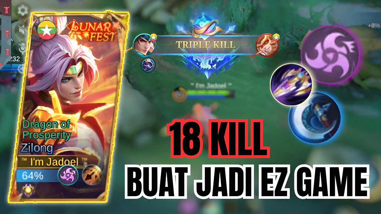 18 KILL!! INI DIA SUSUNAN BUILD & EMBLEM ZILONG YANG BIKIN PASIF MAKIN SAKIT | MLBB