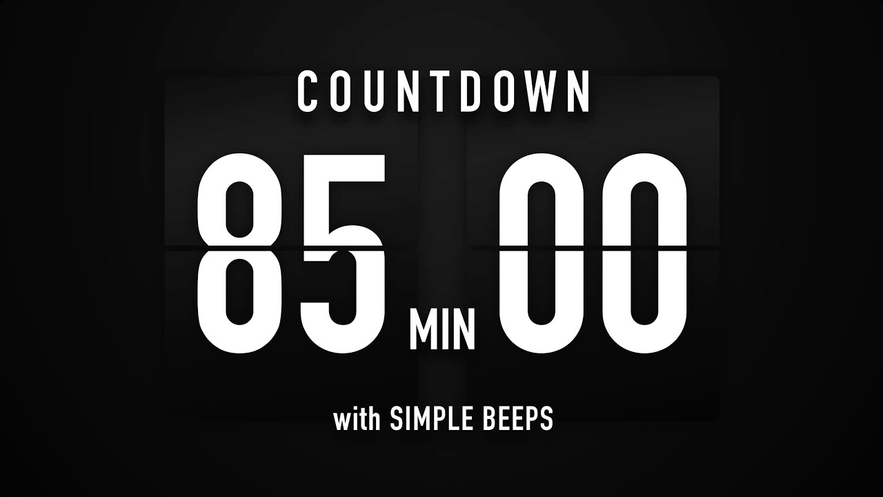85 Minute Countdown Timer 🕙 Flip Clock with Simple Beeps 🔊🖤