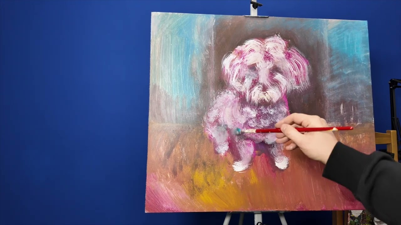 White Fluffy Dog — One Hour of Quiet Painting | Real-Time, No Edits