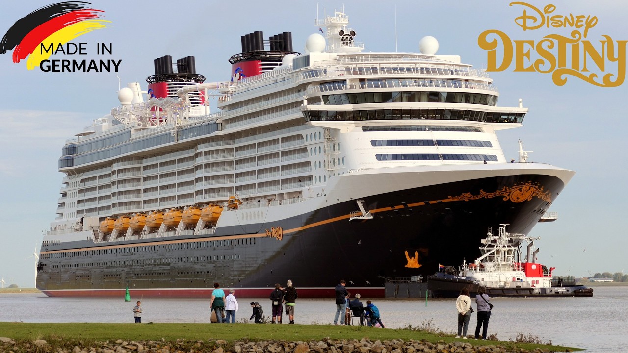 DISNEY DESTINY Ems-Überführung mit Feuerwerk und viel Typhon - Meyerwerft Papenburg bis Sperrwerk!