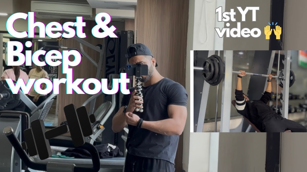 MY FIRST YOUTUBE VIDEO 👏| chest & Biceps workout  💪