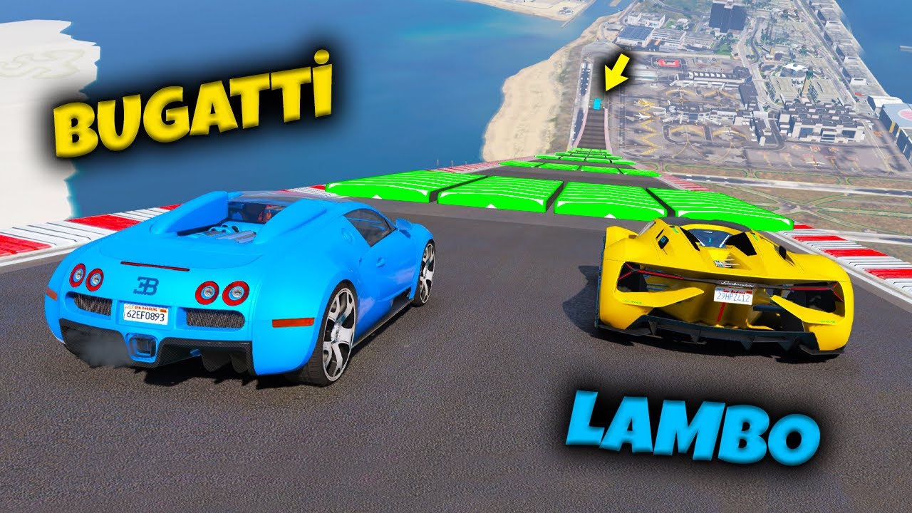 🏁 Bugatti vs Lamborghini Arabalar Hızlandırıcılı Uçma Parkurunda 🏁 GTA 5