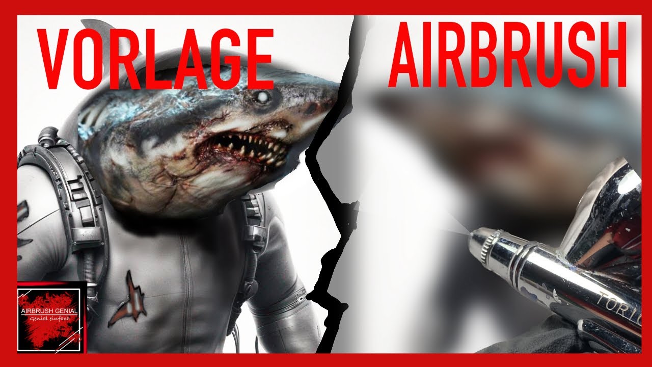 Airbrush zombie shark 3d