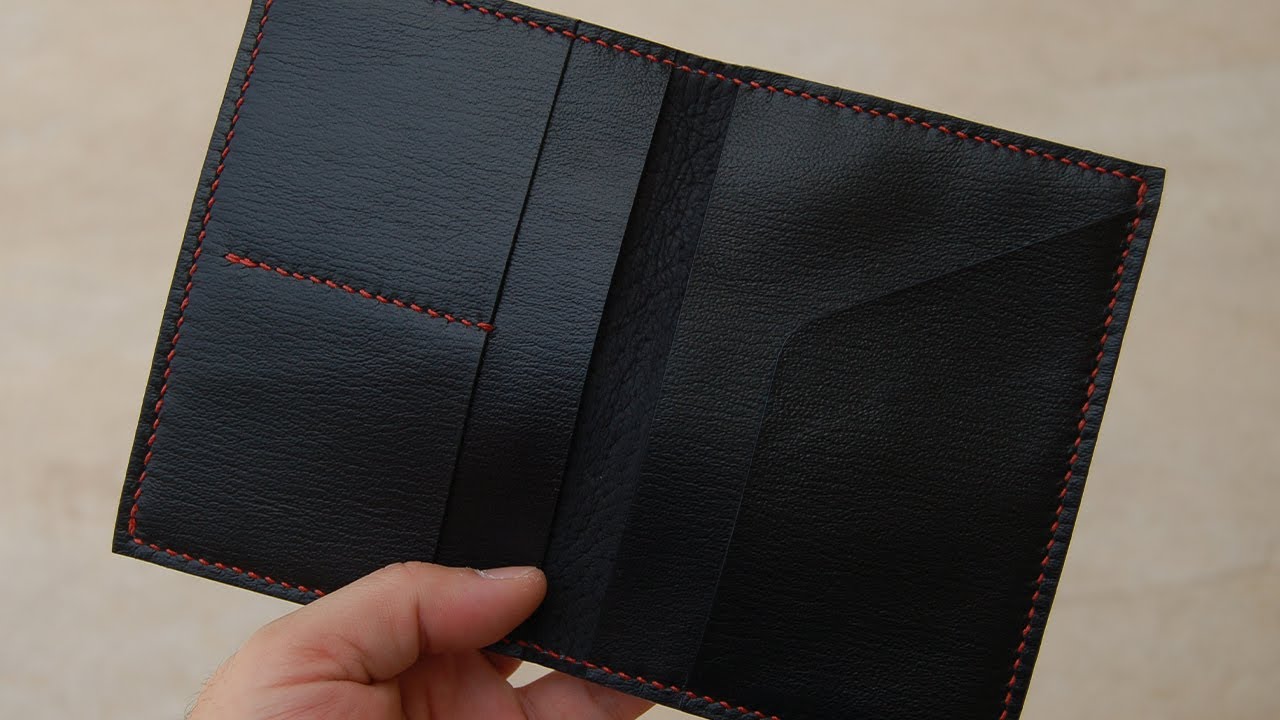 Making a Leather Passport Holder With Striking Red Stitching