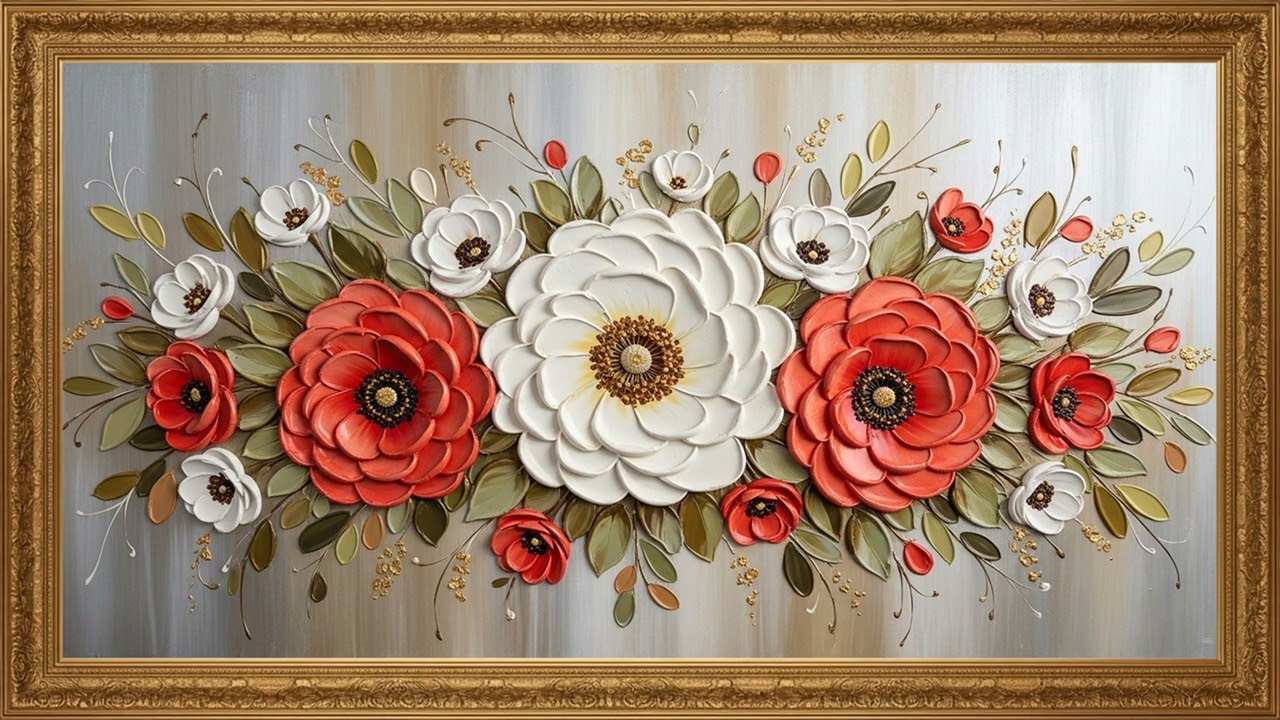 Coral Ivory Modern Floral Accent | Interior Art Statement