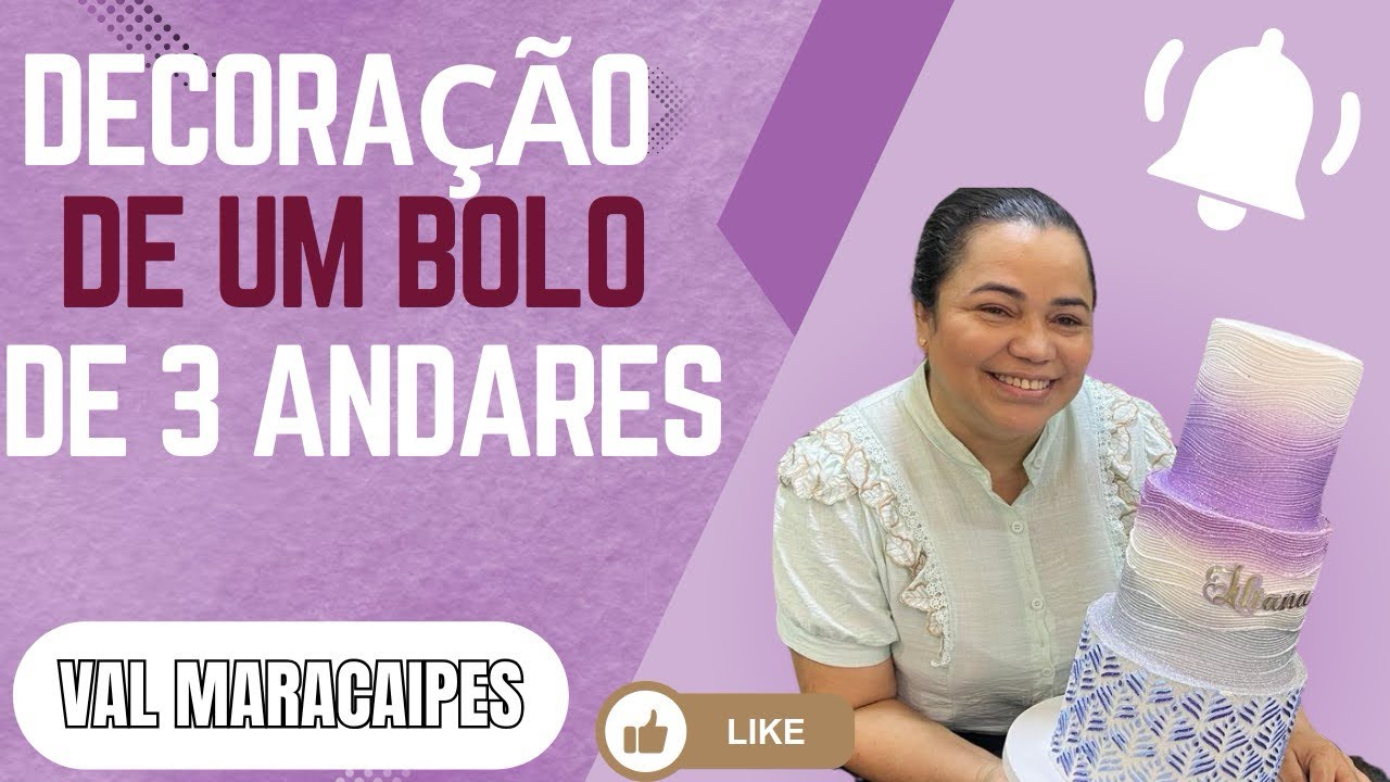DECORAÇÃO DE UM BOLO DE 3 ANDARES