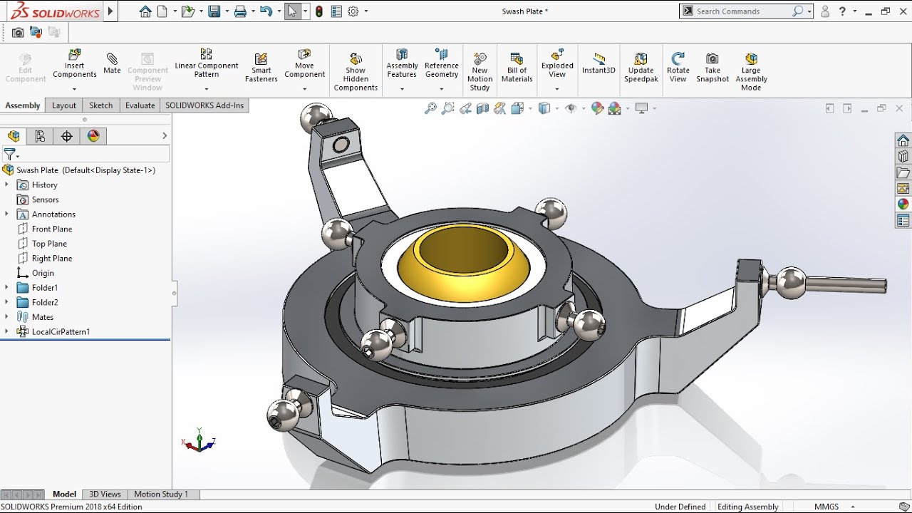 Solidworks Tutorial: Helicopter Swashplate Design Assembly