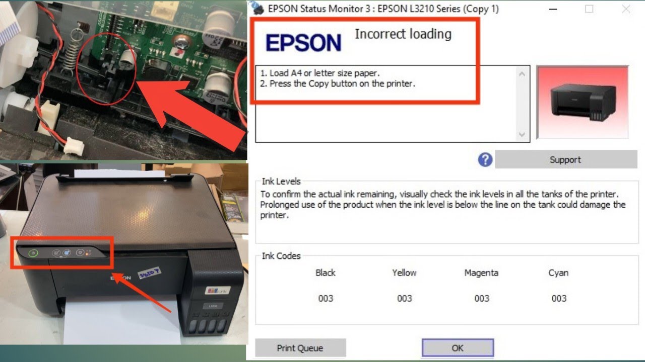 Out of Paper or Incorrect Loading Error Solution EPSON L3110 L3210 L3150 L3250 L3256 I Printerinside