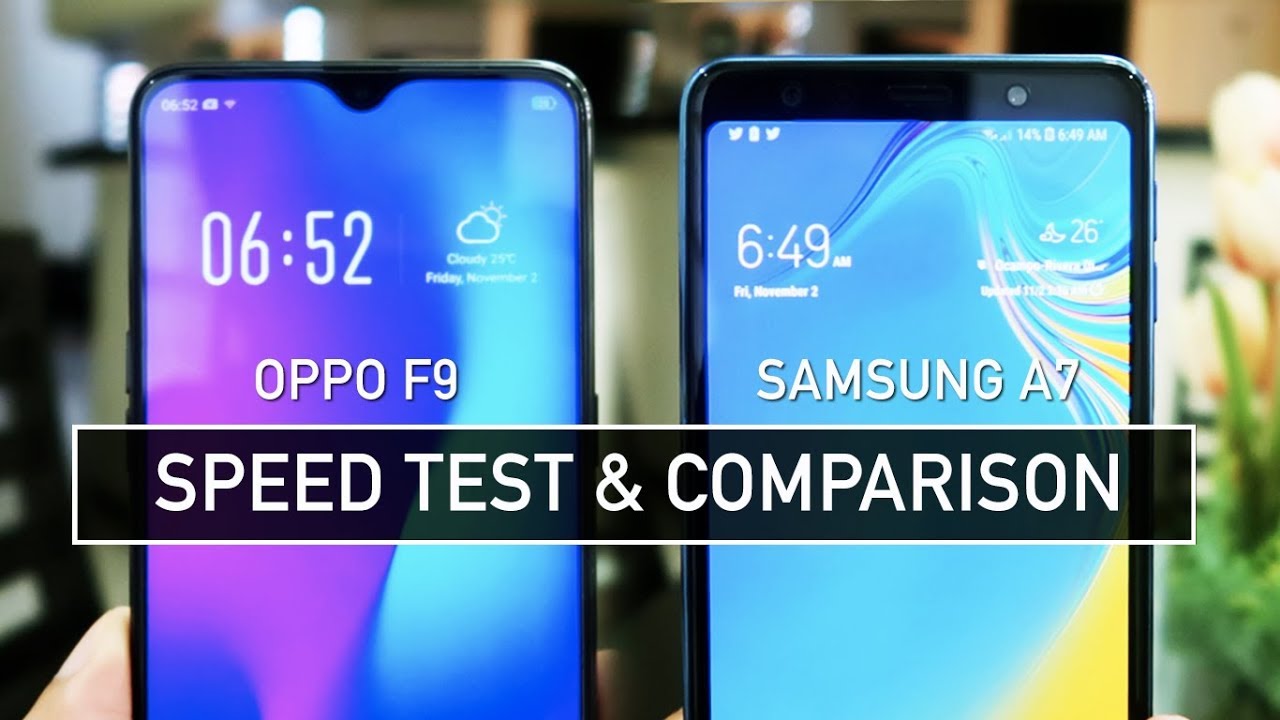 OPPO F9 vs Samsung A7 2018 SPEED TEST - PUBG & ML | Zeibiz