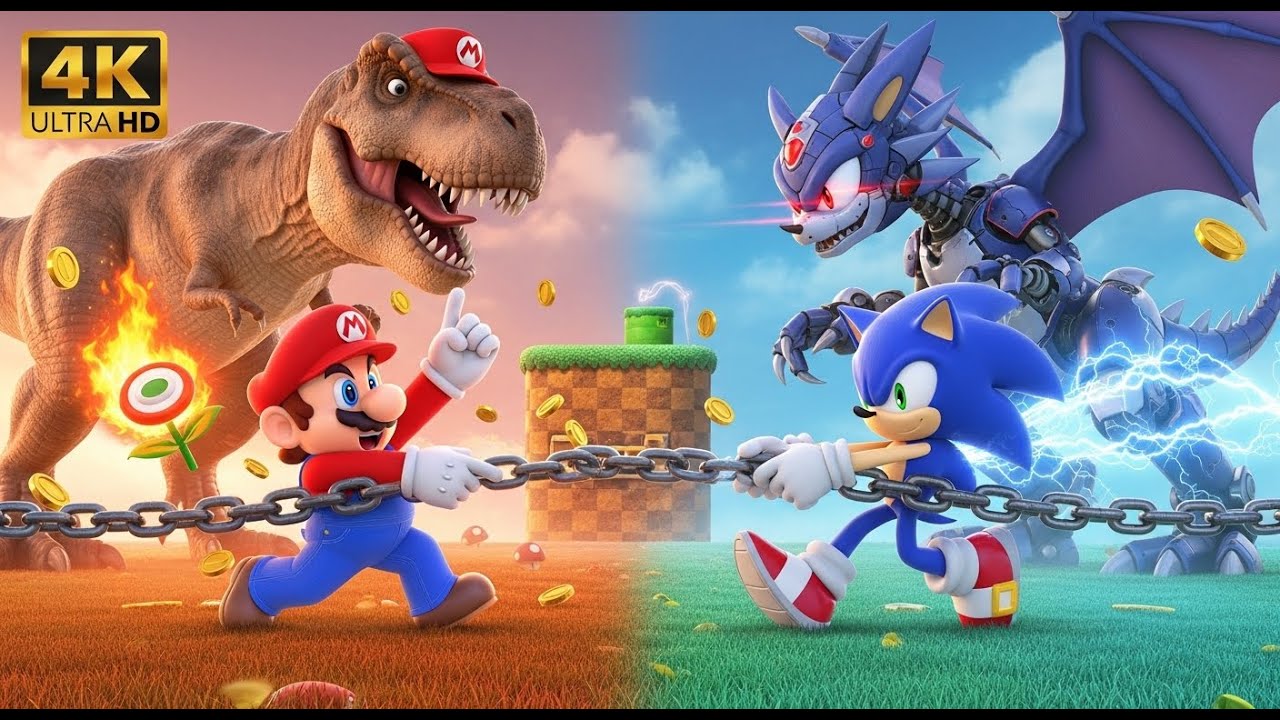 SUPER MARIO vs SONIC: Plumber Unlocks Mega Form! ⚔ The Console War