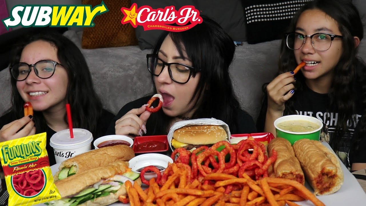 SUBWAY AND CHEESEBURGER, FLAMIN HOT FUNYUNS MUKBANG | EATING SHOW
