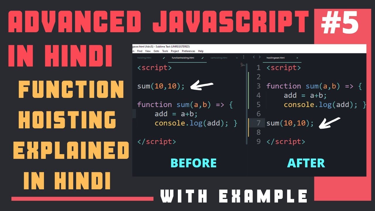 Hoisting in JavaScript in Hindi | Function Hoisting in JavaScript in Hindi