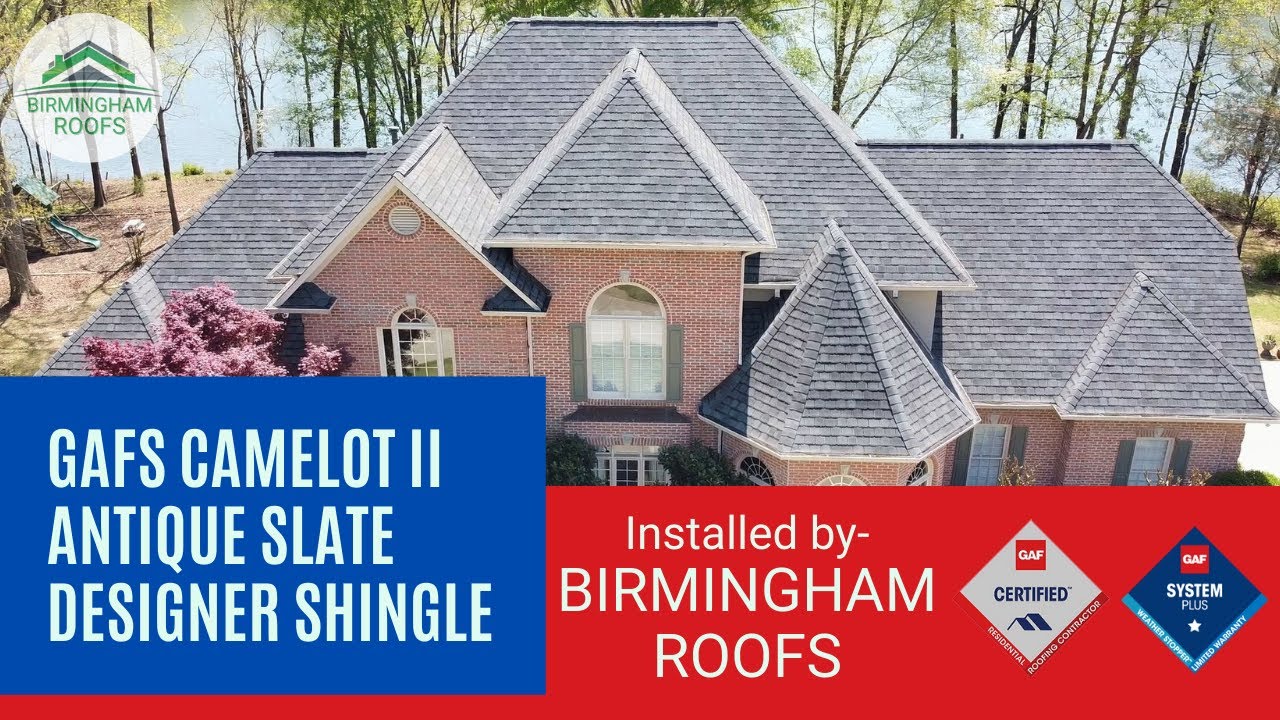 GAFs Camelot II Antique Slate Replacement on Lakeside Home
