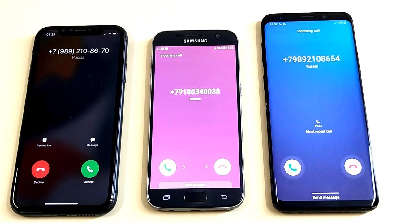 iPhone 11 vs Samsung Galaxy 7 vs Samsung Galaxy S9 plus incoming call & outgoing call