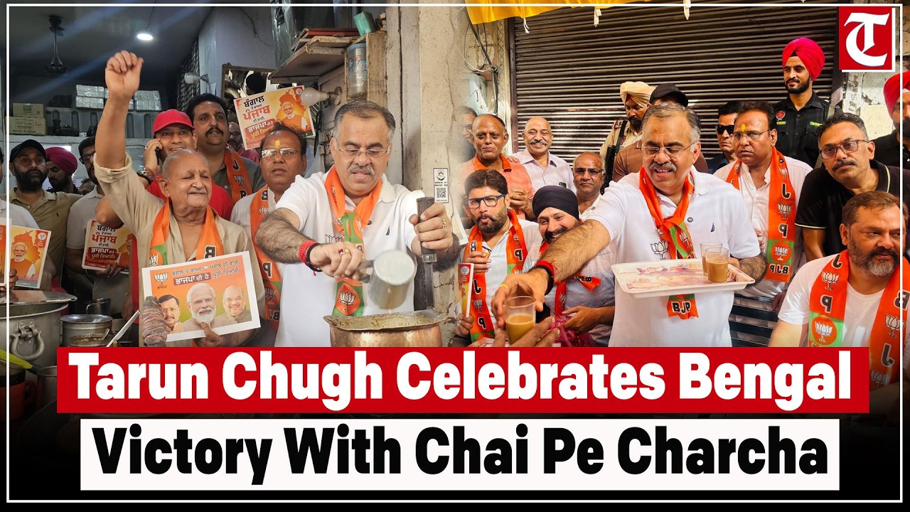 BJP Leader Tarun Chugh Celebrates Bengal Victory With Chai Pe Charcha And Sweets Distribution