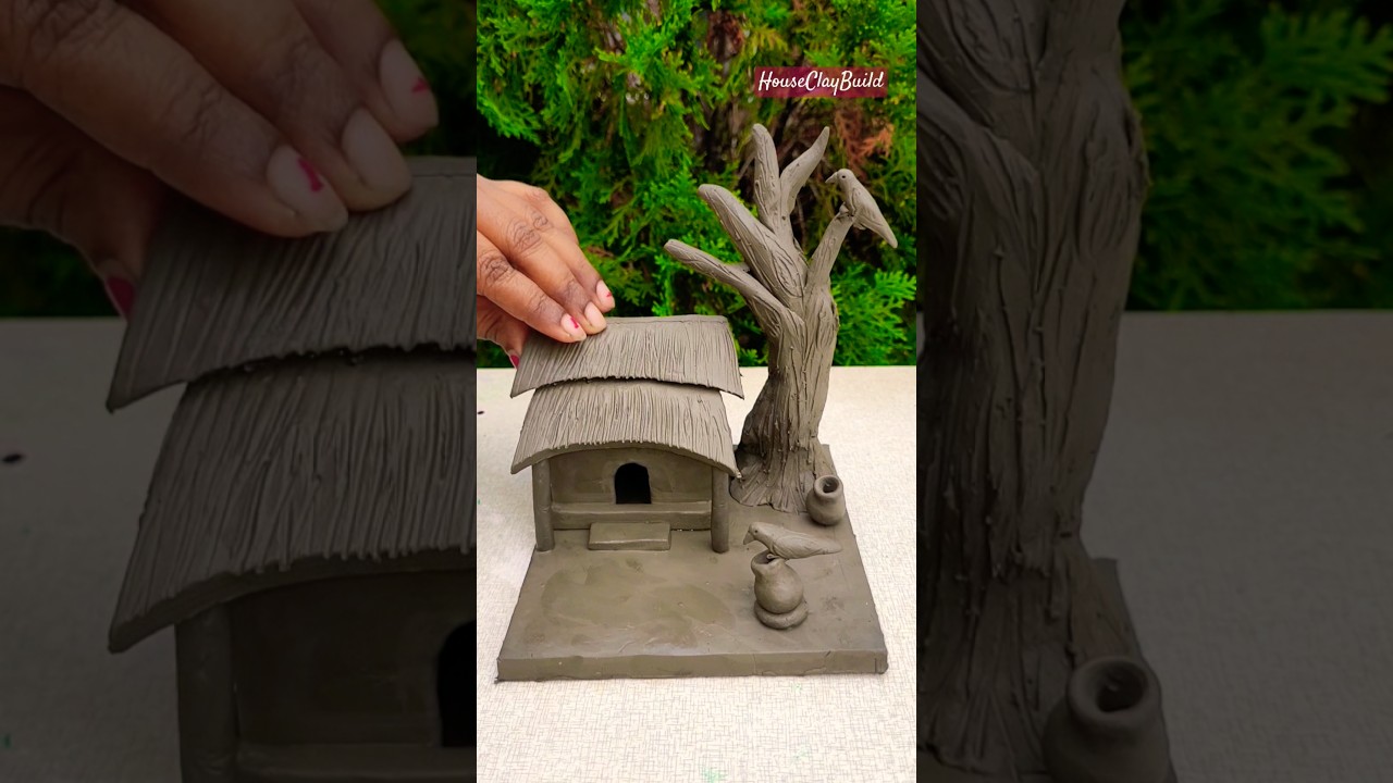 Making Miniature Village Clay House #shorts