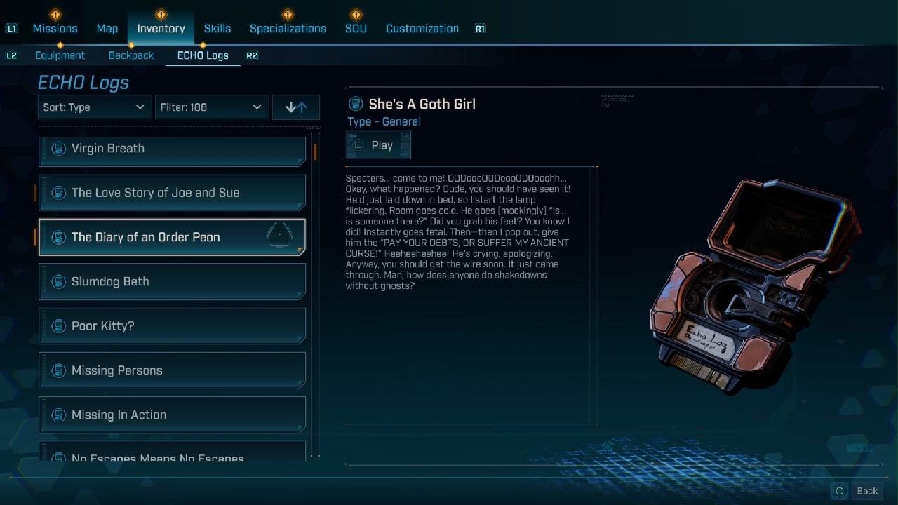 Borderlands 4 all echo logs in order