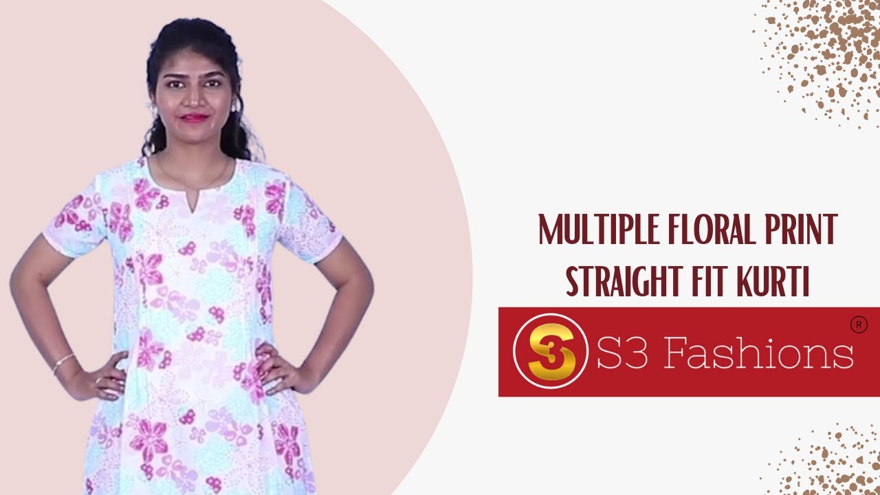 Women's Floral Printed Straight Fit  Kurti/Kurta - S3 Fashions