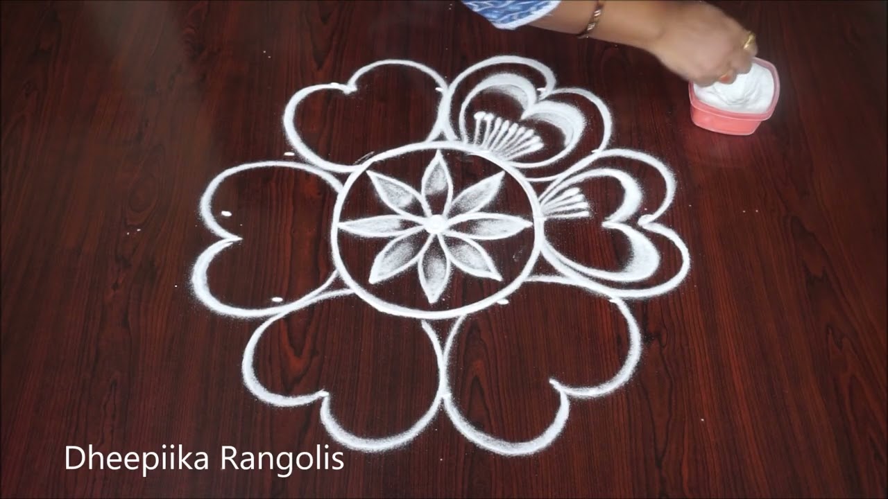 Very easy nd simple daily kolam, Rangoli design || simple and easy rangoli for beginners