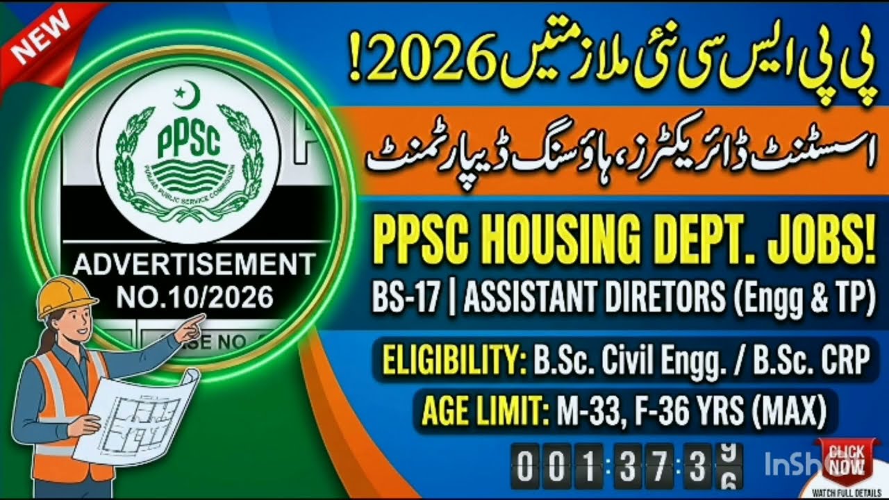 PPSC New Jobs 2026 | Assistant Director Engineering & Town Planning | Eligibility & Requirements
