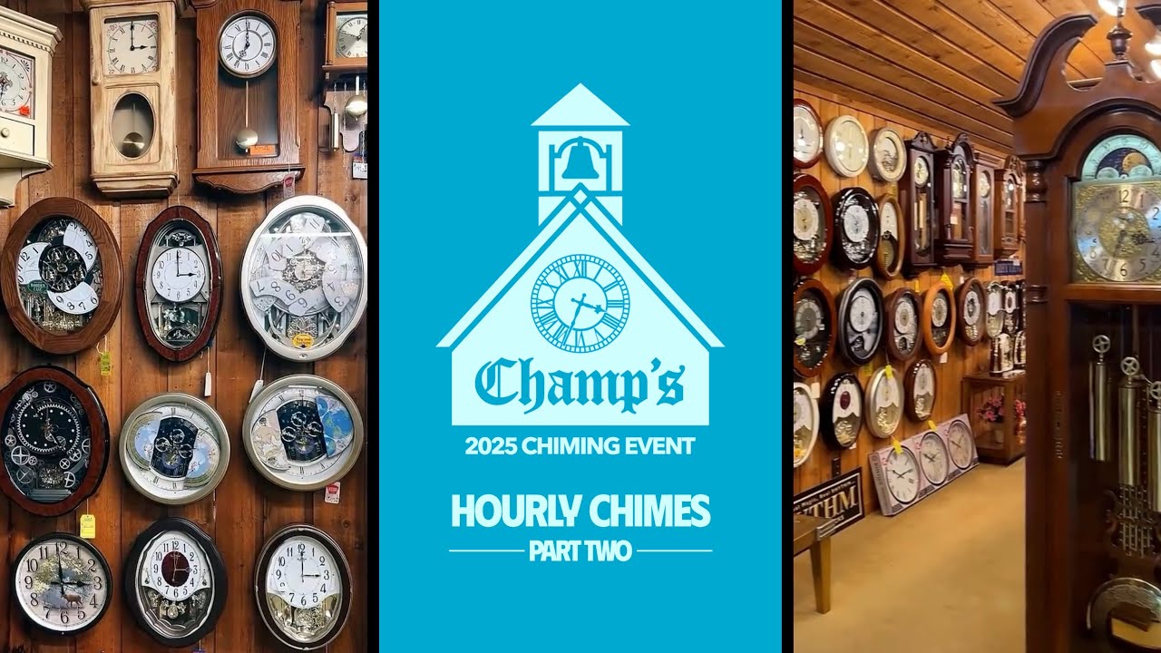 Hourly Chimes Of 1,000 Clocks at Champ's Clock Shop | Part 2