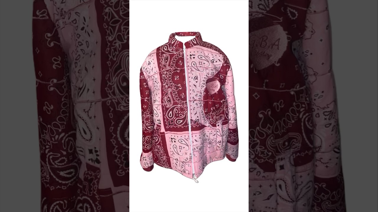 GBA Maroon soft pink bandana-style jacket. #fashion #fyp  #camron #dipset #jacket #maroon #pink