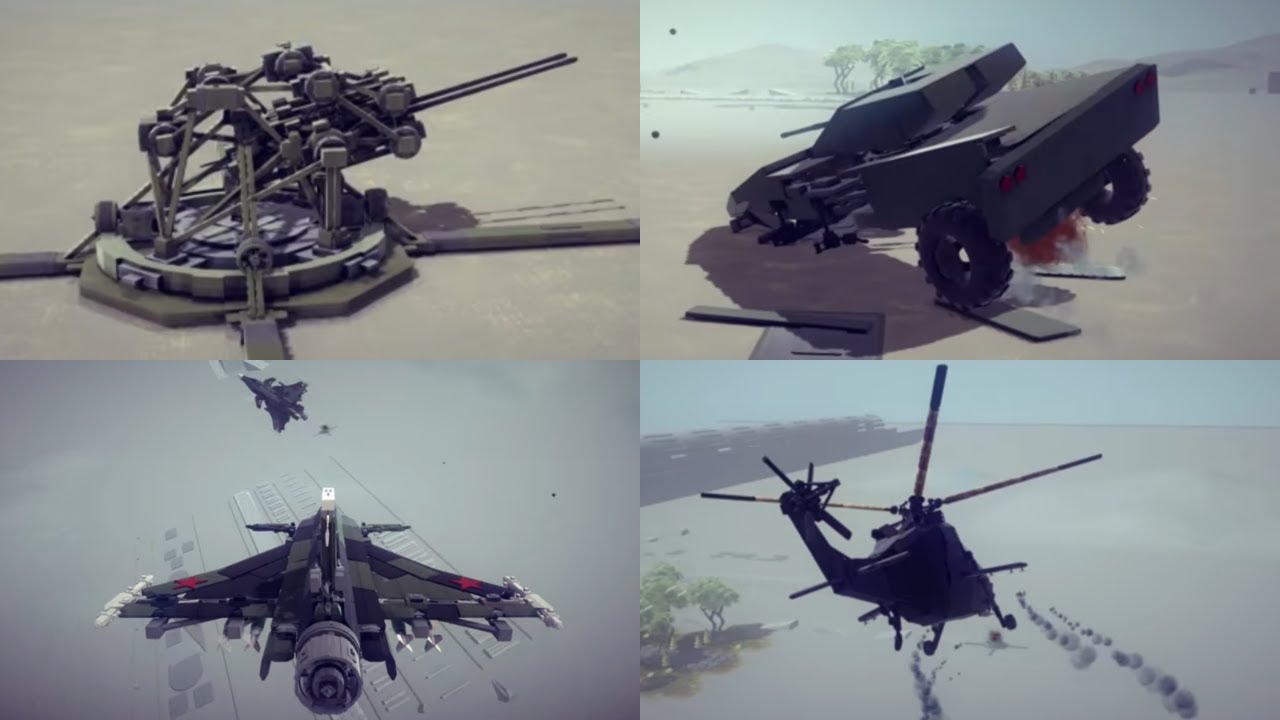 Fighting The Twin Barreled Anti-Aircraft Cannon | Besiege