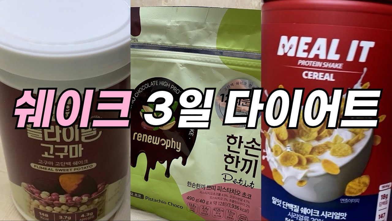 3일동안 단백질쉐이크 먹는 다이어트 브이로그🍽️ |급찐급빠, 2키로 감량, 밀잇, 플라이밀, 한손한끼