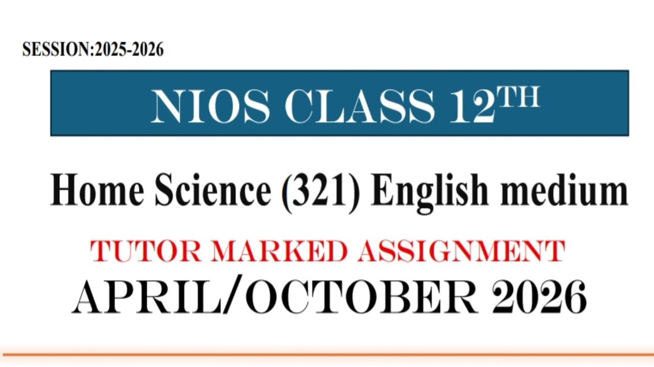 nios class 12 home science tma solved 2026 english medium home science 321 TMA service April 2026