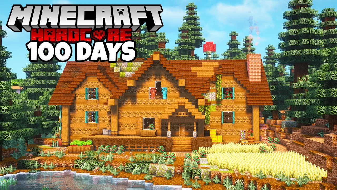 Fall asleep while I Survive 100 Days in a Cabin in The Woods in Minecraft Hardcore