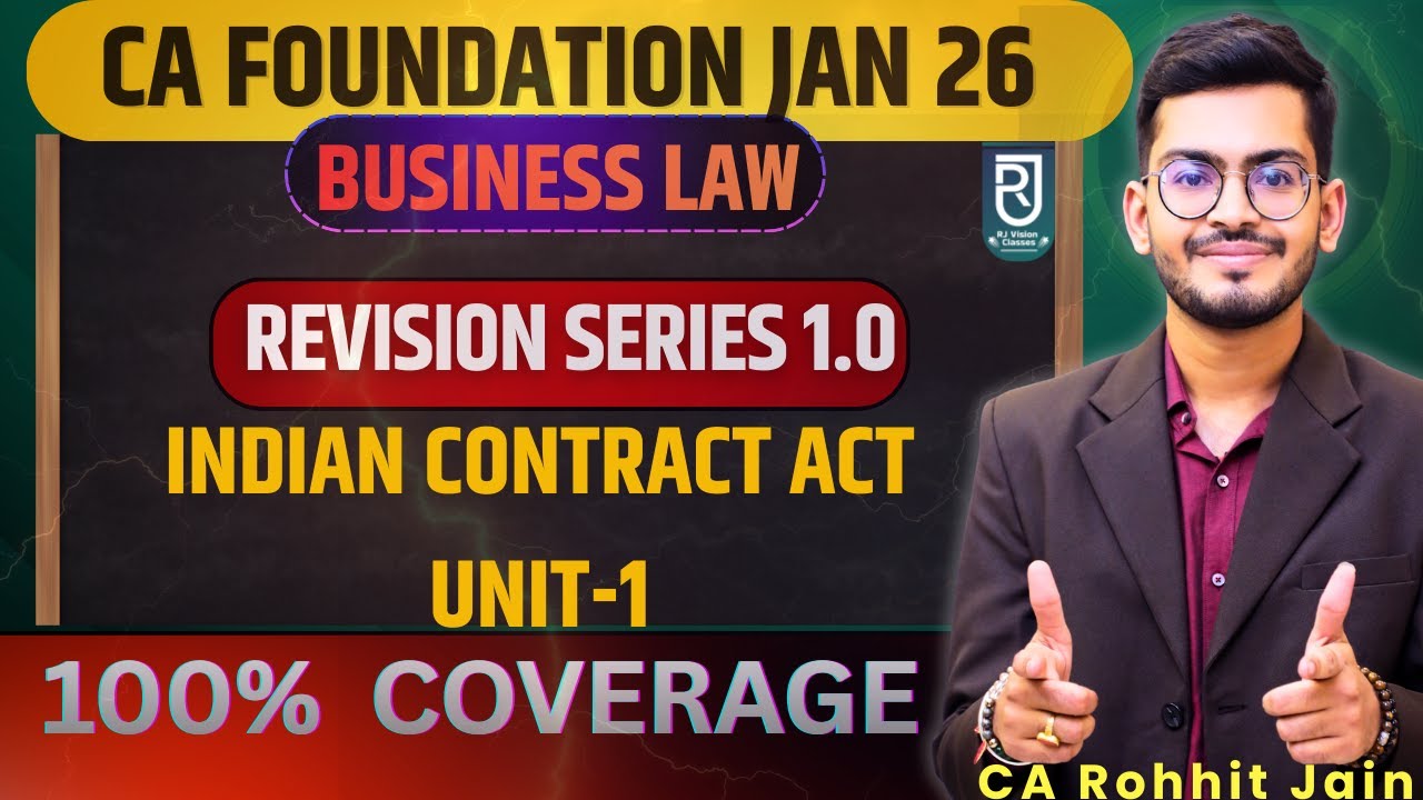 Indian Contract Act UNIT-1 ONE SHOT Revision For Jan 26 | CA Foundation Business Law