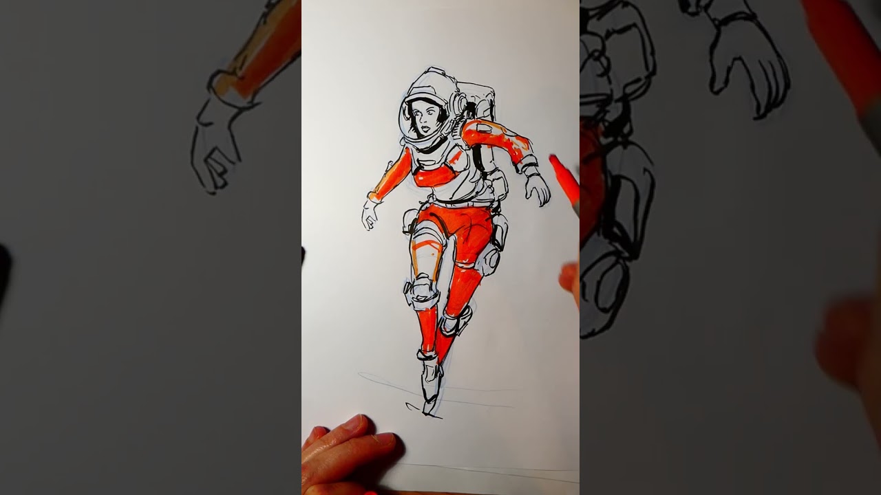 Une femme dans l’espace : du crayonné à l’encrage