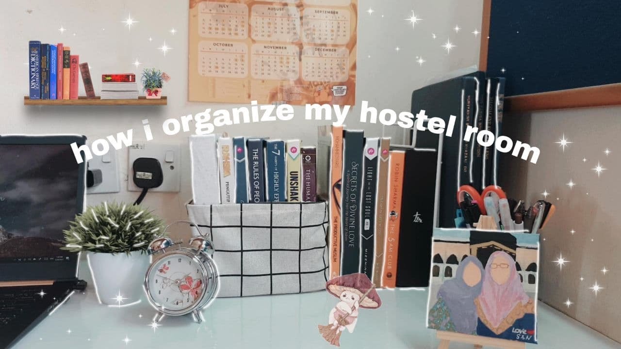 how i organize my hostel room | clean with me ⛅