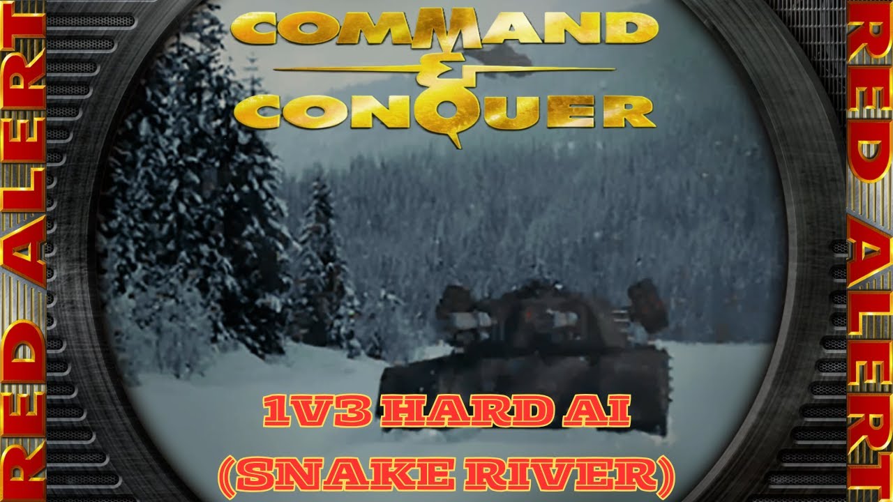 Command And Conquer Red Alert Skirmish 1v3 Hard (Карта: Snake River) RTS Allied Gameplay PC