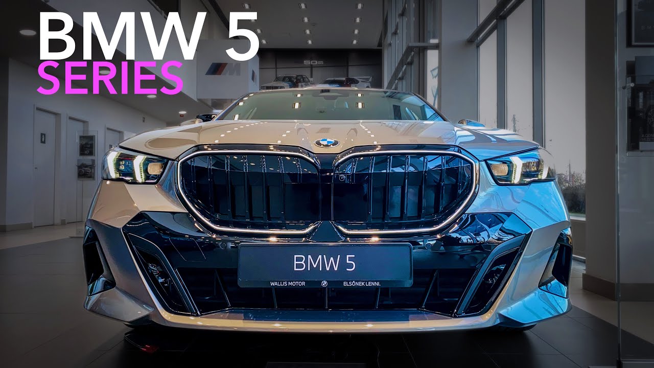 2025 BMW 5 Series in Oxide Grey with Espresso interior. Exterior and interior in details