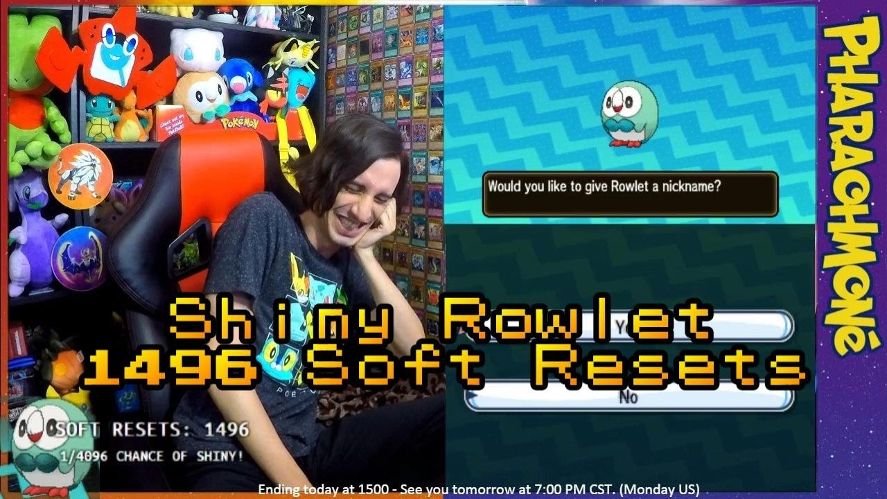 Shiny Rowlet Life Lessons (1496 Soft Resets, Pokemon Sun and Moon, Full Odds, Live Reaction)