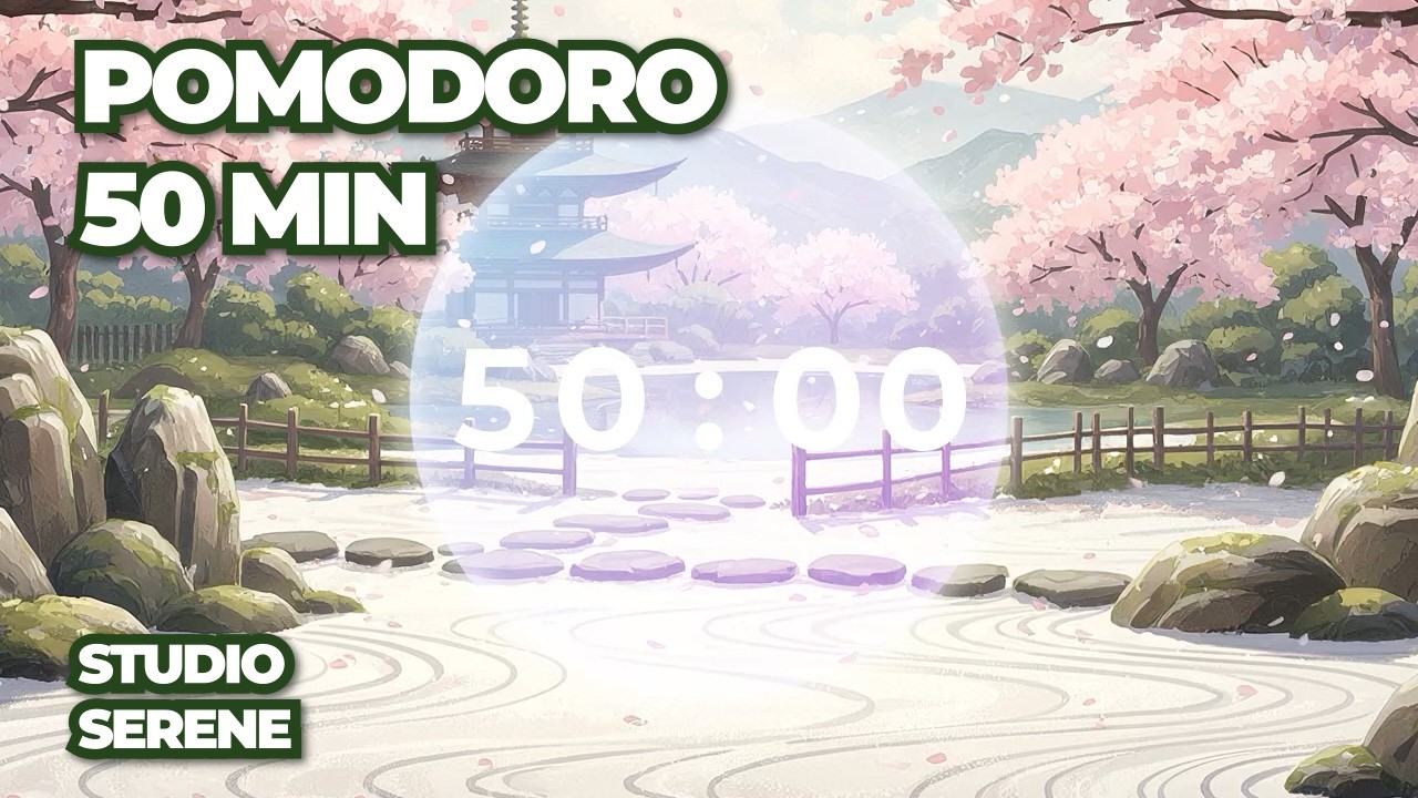 50/10 Pomodoro Timer 🌸 Sakura Fountain & Stone Path Sanctuary • Ghibli Aesthetic for Deep Study