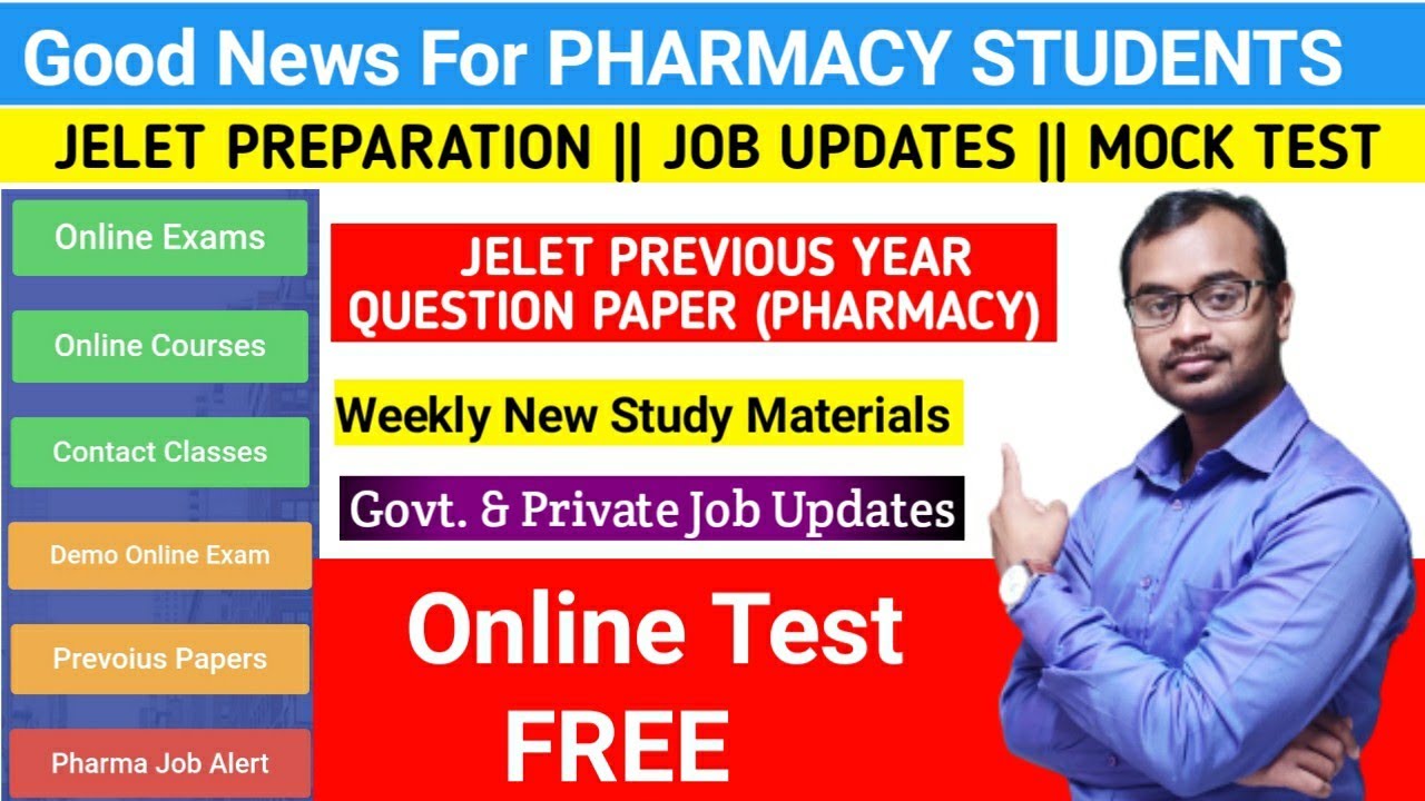 🔴GET FREE STUDY MATERIALS & JOB UPDATES FOR PHARMACY STUDENTS || JELET - PHARMACY Question paper