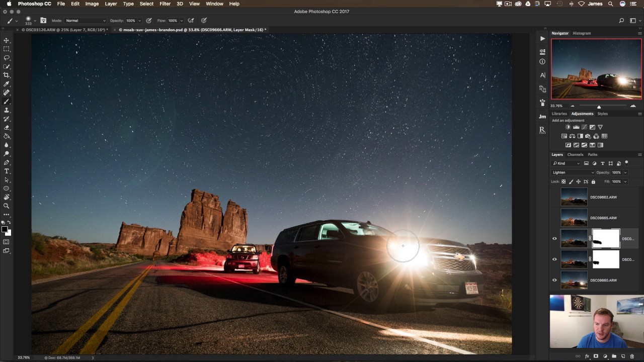 Masking and Blend Modes in Photoshop for Light Painted Images