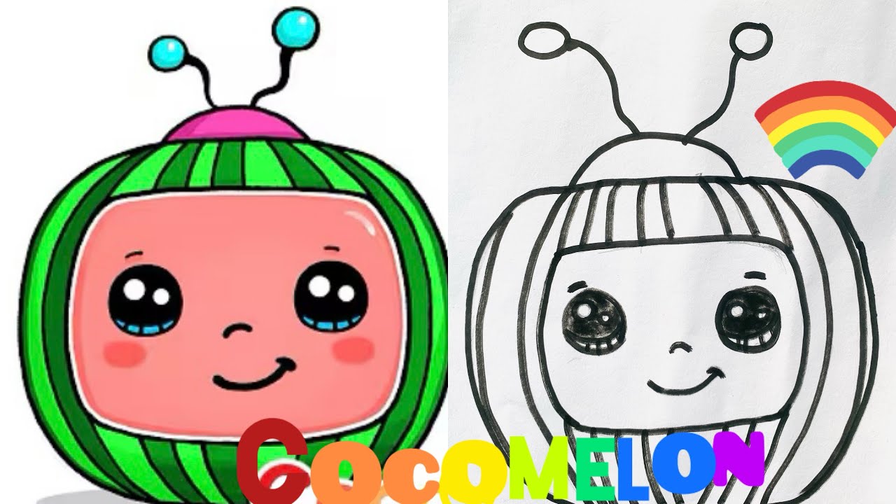 How to draw coco melon logo easy /Rainbow ABC Art Kids!  