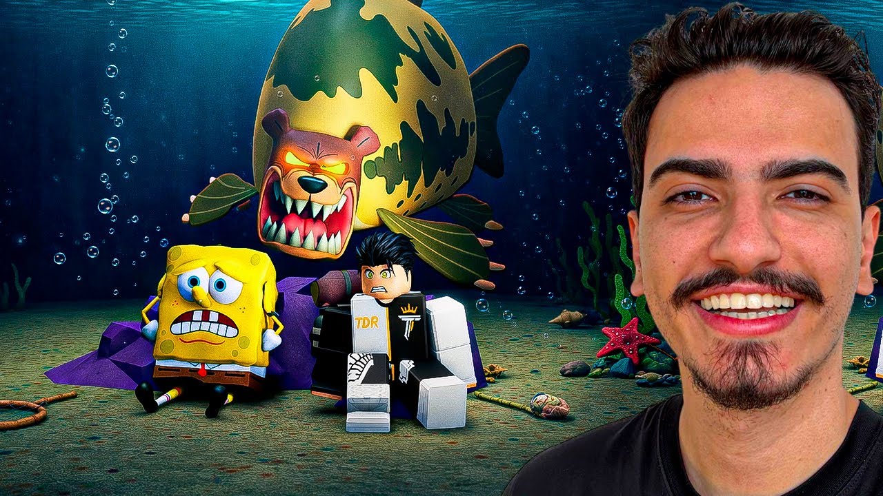 SOBREVIVI 99 NOITES na FLORESTA mas no MUNDO do BOB ESPONJA 🍍🌊
