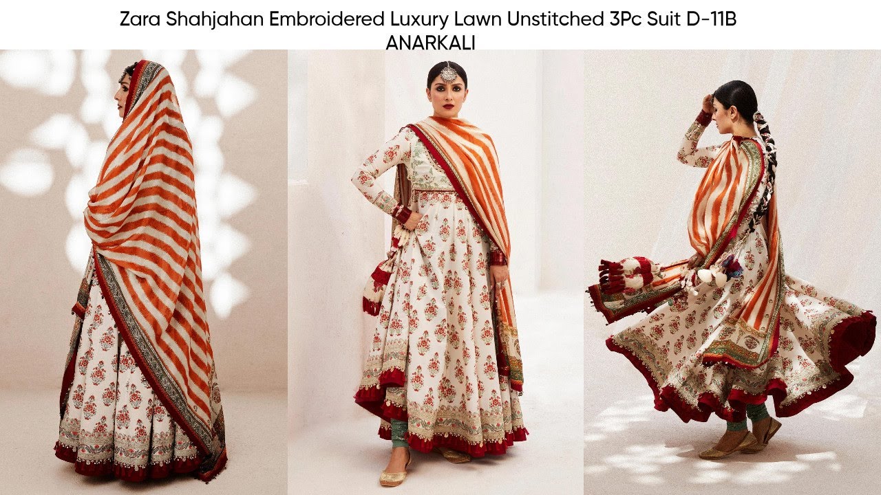 Zara Shahjahan Embroidered Luxury Lawn 3 Pc Unstitched D-11B ANARKALI