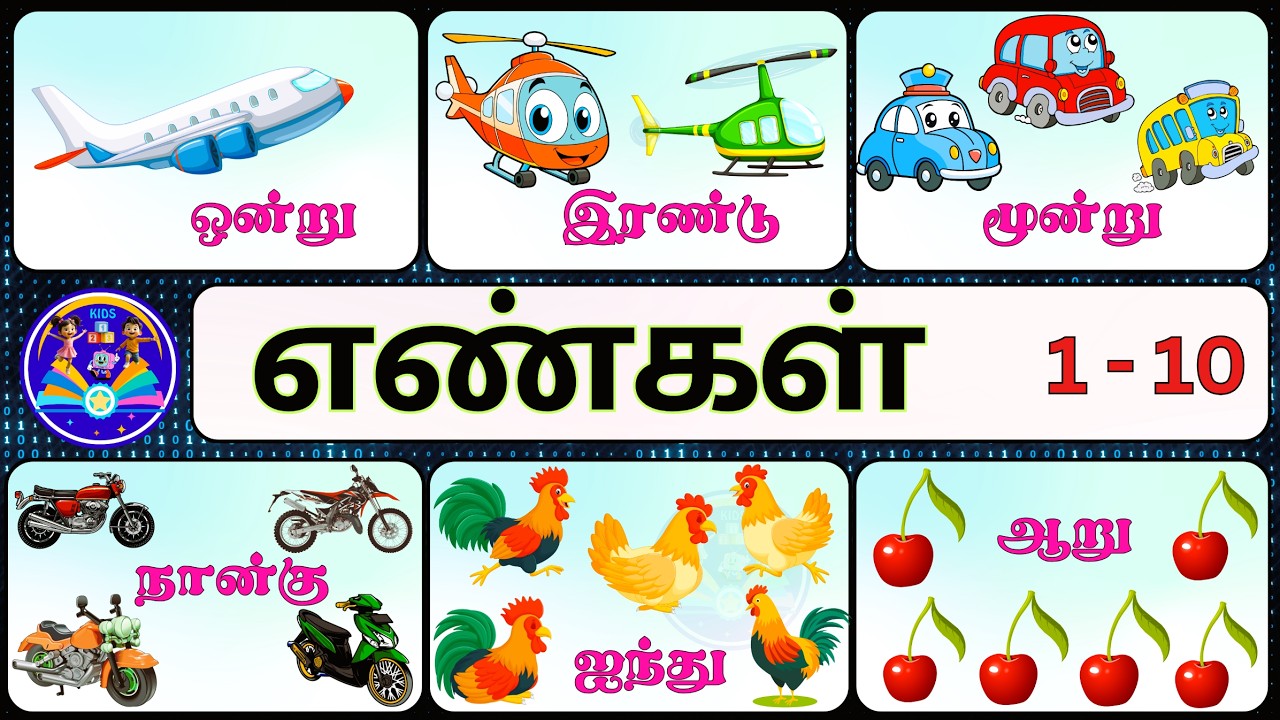 தமிழ் எண்கள் | Tamil Numbers 1 to 10 | @KIDS123TV-BTK