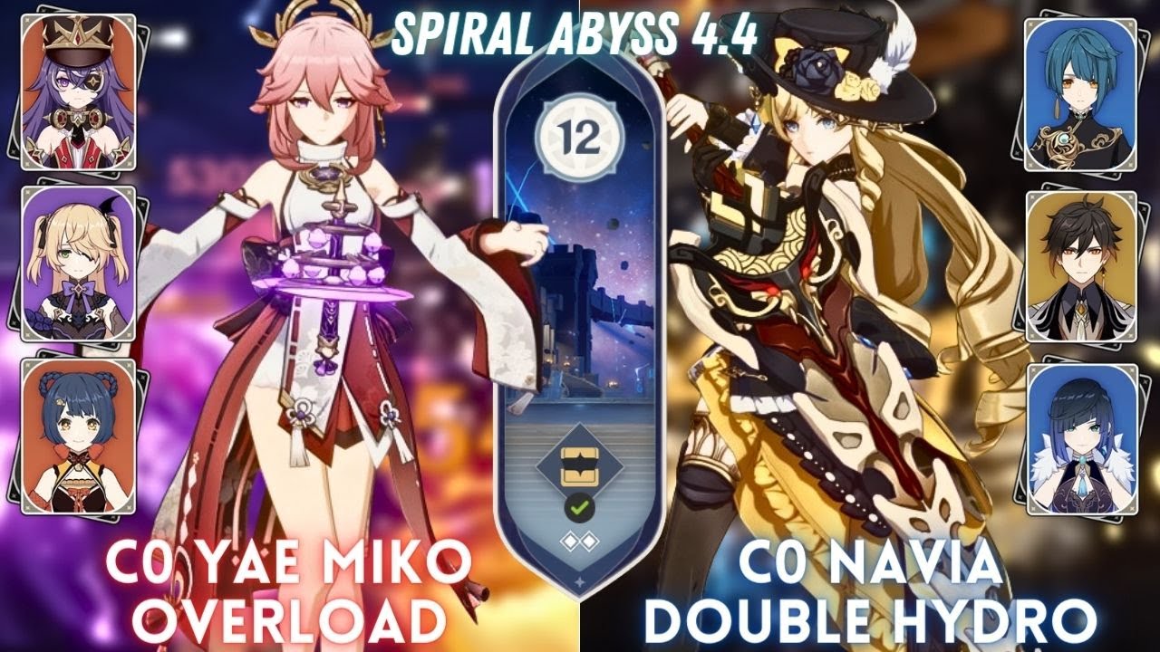 C0 Yae Miko Overload & C0 Navia Double Hydro | Spiral Abyss 4.4 Floor 12 - 9⭐