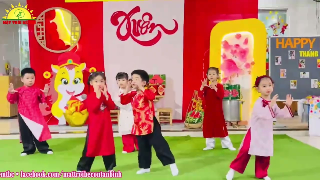Lớp Chồi 2 Múa Mashup Em chào tết | Mừng xuân Bính Ngọ 2026 - Mầm Non Mặt Trời Bé Con