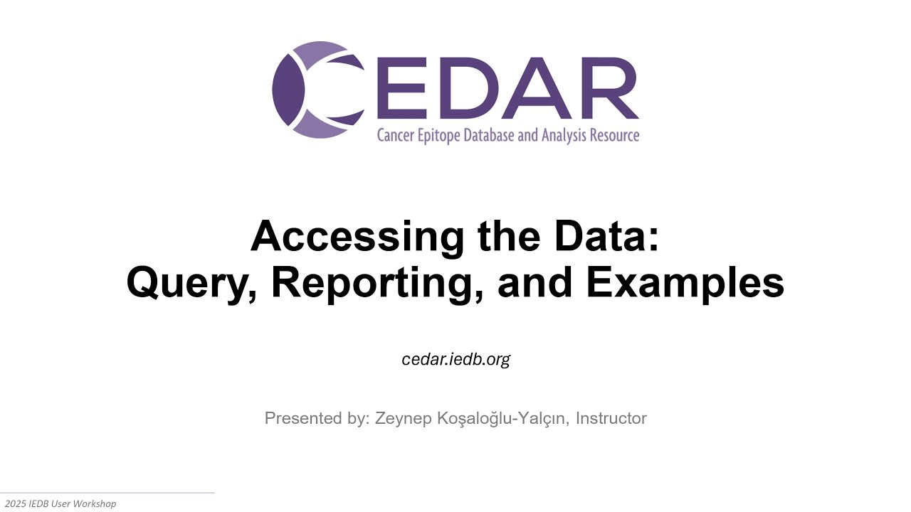 2025 User Workshop – 3.2 – Accessing CEDAR Data: Query, Reporting & Examples & Section 1 Q&A