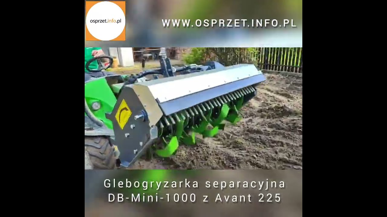 Glebogryzarka separacyjna DB-MINI 1000 - praca z ładowarką AVANT 225 - www.osprzet.info.pl