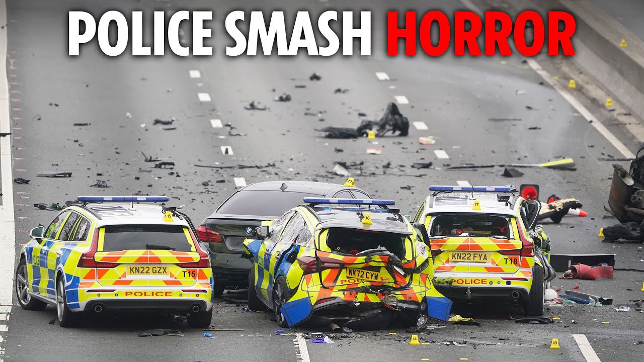 Five people rushed to hospital after four cop cars wrecked in crash