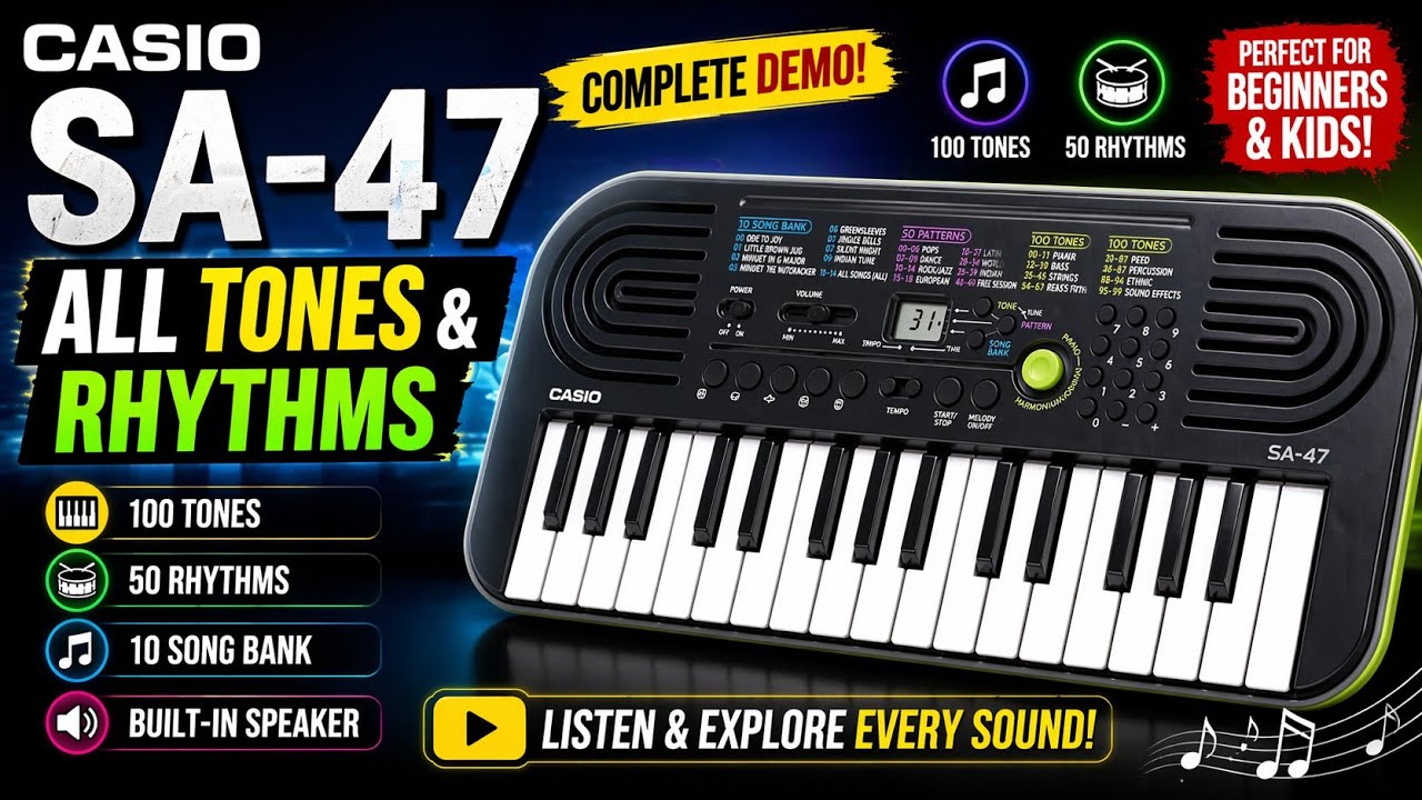 Casio SA-47 All Tones & Rhythms Demo | 100 Voices + 50 Styles