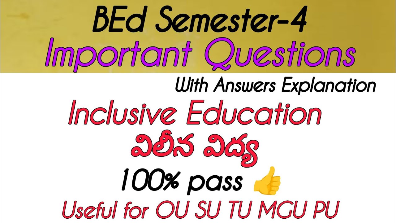 BEd Semester -4 Important Questions|Inclusive Education#bed #bed4thsemester 